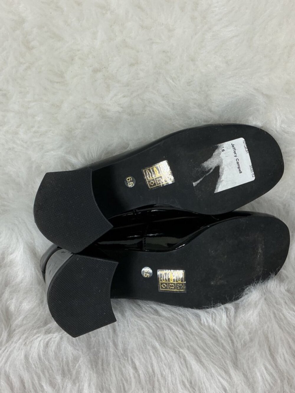 Jeffrey Campbell Tippi Black Patent Leather Silver Metal Pump Block Heels 6.5 - Picture 8 of 8